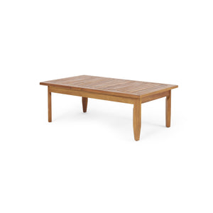 English Elm Christopher Knight Home® - Aston Teak Acacia Wood 3-Seater Outdoor Sofa Chat Set with Ottoman, Slat Design & Water-Resist Cushions 73001.00DGRY_74100.00DGRY