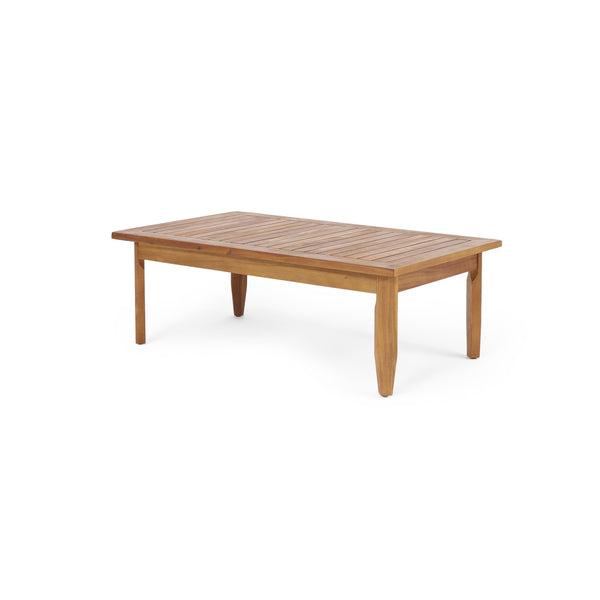 English Elm Christopher Knight Home® - Aston Teak Acacia Wood 3-Seater Outdoor Sofa Chat Set with Ottoman, Slat Design & Water-Resist Cushions 73001.00DGRY_74100.00DGRY