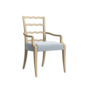 A.R.T. Furniture Haven Rustic Ladderback Arm Chair with Light Blue Upholstered Seat for Elegant Dining Comfort 339205-2325