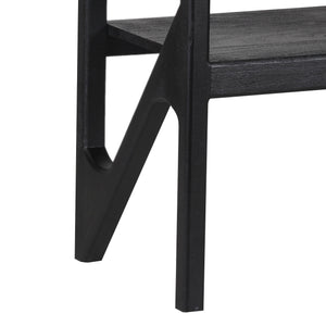 Porter Designs Porter Canberra Console Table - Solid Black Mango Wood With Glass Top, Stylish Modern Design Black Wood 05-108-10-9487