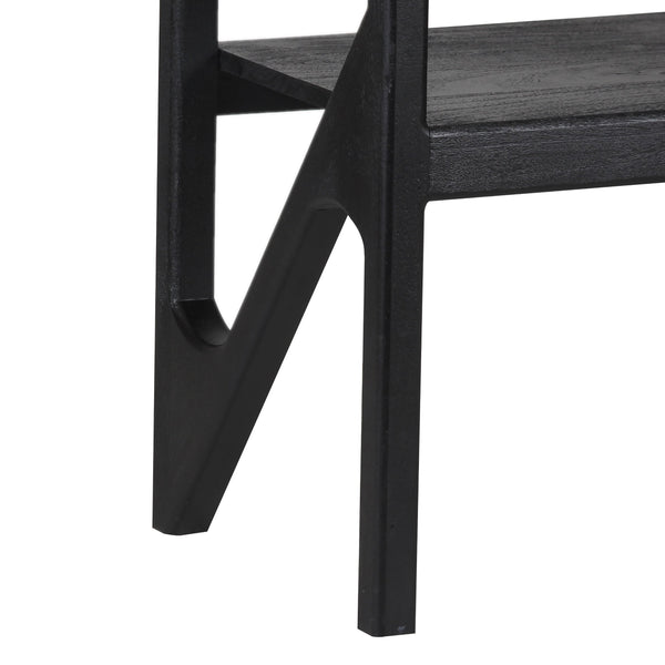 Porter Designs Porter Canberra Console Table - Solid Black Mango Wood With Glass Top, Stylish Modern Design Black Wood 05-108-10-9487