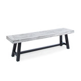 Christopher Knight Home® - Noble House - Outdoor Carlisle Benches, Sandblasted Light Gray + Black(Set Of 2)