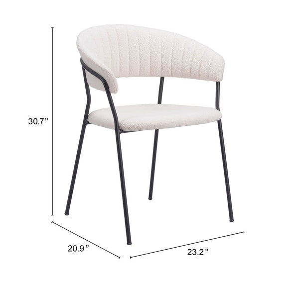 Josephine Dining Chair - Set of 2 Cream 109669 Zuo Modern