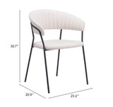 Josephine Dining Chair - Set of 2 Cream 109669 Zuo Modern