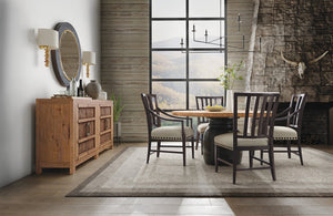 Hooker Furniture Big Sky Arm Chair With Saxony Porcelain Seat, Charred Timber Distressed Finish, Rustic Nailhead Trim 6700-75400-98