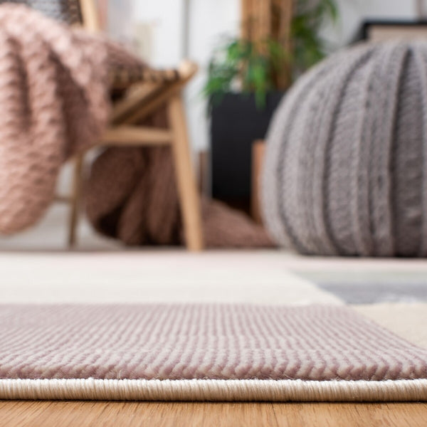 Safavieh Orwell 301 Power Loomed Contemporary Rug Beige / Pink 9' x 9' Round