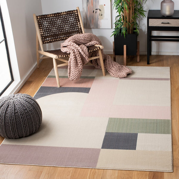 Safavieh Orwell 301 Power Loomed Polypropylene Contemporary Rug Beige / Pink ORW301C-4