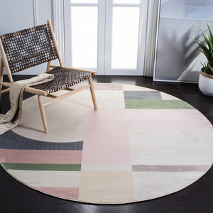 Safavieh Orwell 301 Power Loomed Contemporary Rug Beige / Pink 9' x 9' Round