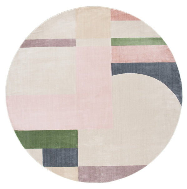 Safavieh Orwell 301 Power Loomed Contemporary Rug Beige / Pink 9' x 9' Round