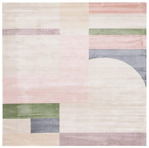 Safavieh Orwell 301 Power Loomed Contemporary Rug Beige / Pink 9' x 9' Round