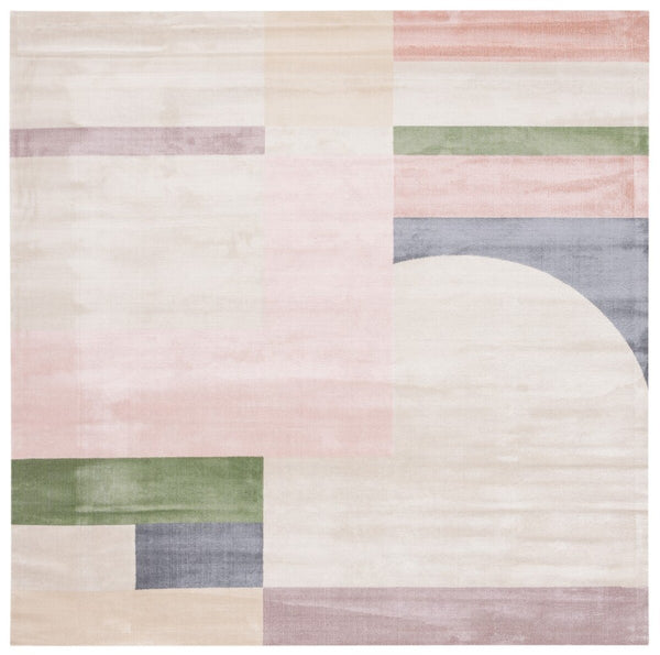 Safavieh Orwell 301 Power Loomed Contemporary Rug Beige / Pink 9' x 9' Round