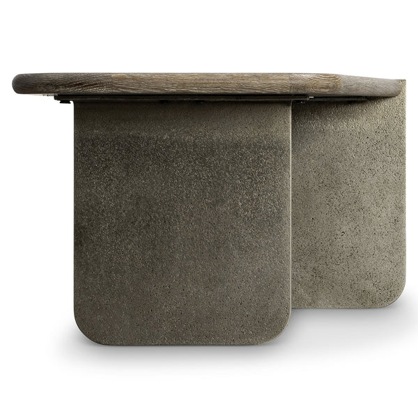 Bernhardt Bernhardt Melba Wire-Brushed Oak Side Table With Textured Graphite Cast-Aluminum Base, Sculptural Accent 564126