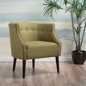 English Elm Club Chair Barrel Silhouette Button Tufted Fabric Accent Seat with Tapered Birch Legs 60007.00TEL