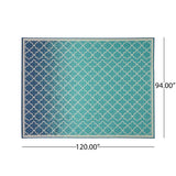 Christopher Knight Home® - Noble House - Laguna Outdoor 7'10" X 10' Ombre Area Rug, Blue and Ivory