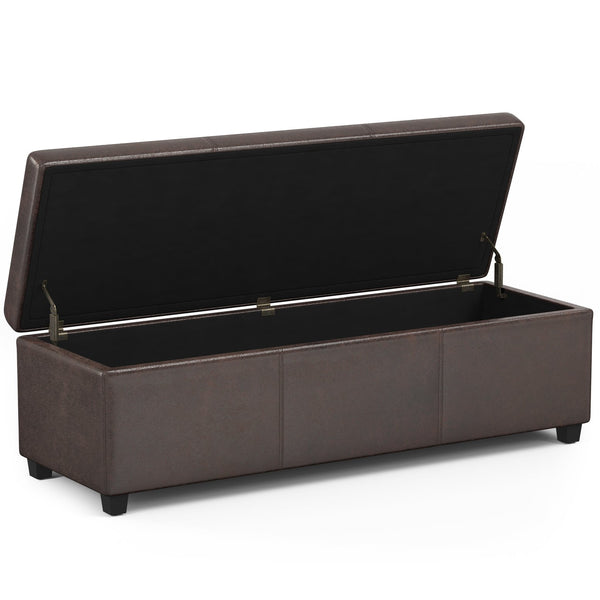 English Elm Avalon Extra Large Storage Ottoman Bench - Stylish Dark Brown Faux Leather With Hidden Storage Solutions B136P158655