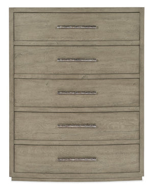 Hooker Furniture Linville Mink Five-Drawer Chest With Cedar-Lined Drawer, Felt-Lined Top, Antique Pewter Pulls 6150-90010-85