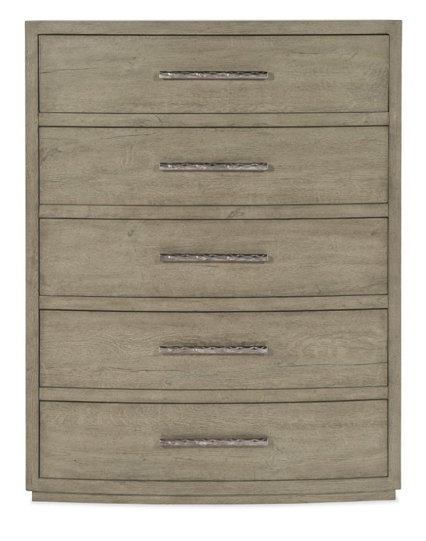 Hooker Furniture Linville Mink Five-Drawer Chest With Cedar-Lined Drawer, Felt-Lined Top, Antique Pewter Pulls 6150-90010-85