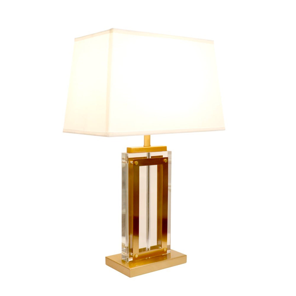 Pasargad Astoria Glass & Steel Table Lamp - Elegant H26" Marble Base With Gold Accents For All Décor Clear Glass & Steel Pmt-30147