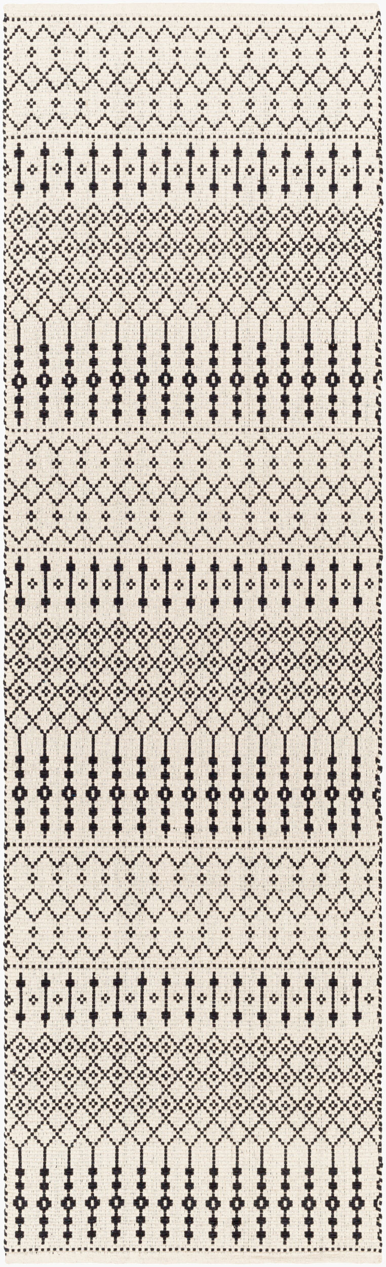 Surya Osasuna Handmade Cotton Rug 2'6" X 8' - Rustic Lodge Charm, Easy Care, Durable & Cozy Home Decor Black Cotton Osa2300-268