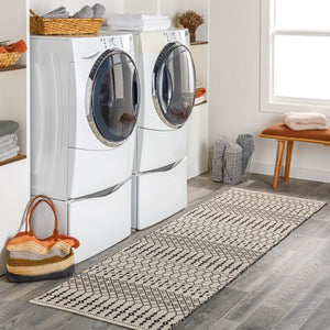 Surya Osasuna Handmade Cotton Rug 2'6" X 8' - Rustic Lodge Charm, Easy Care, Durable & Cozy Home Decor Black Cotton Osa2300-268