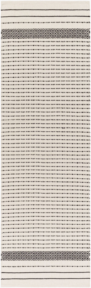 Surya Osasuna Handmade Cotton Rug 2'6" X 8' - Rustic Lodge Charm, Easy Care, Durable & Cozy Home Decor Black Cotton Osa2301-268