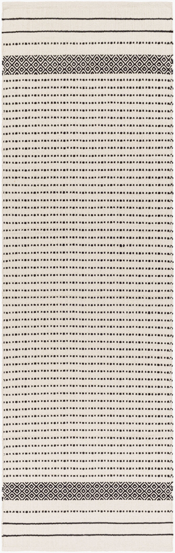 Surya Osasuna Handmade Cotton Rug 2'6" X 8' - Rustic Lodge Charm, Easy Care, Durable & Cozy Home Decor Black Cotton Osa2301-268