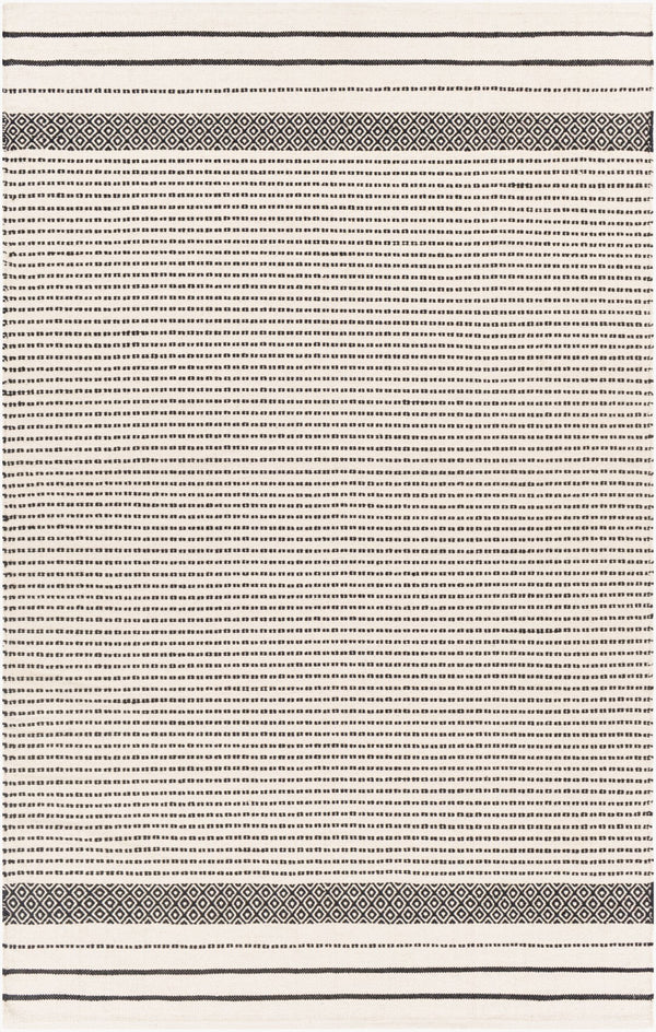 Surya Osasuna Handmade Cotton Rug 2'6" X 8' - Rustic Lodge Charm, Easy Care, Durable & Cozy Home Decor Black Cotton Osa2301-912