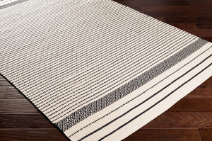 Surya Osasuna Handmade Cotton Rug 2'6" X 8' - Rustic Lodge Charm, Easy Care, Durable & Cozy Home Decor Black Cotton Osa2301-268