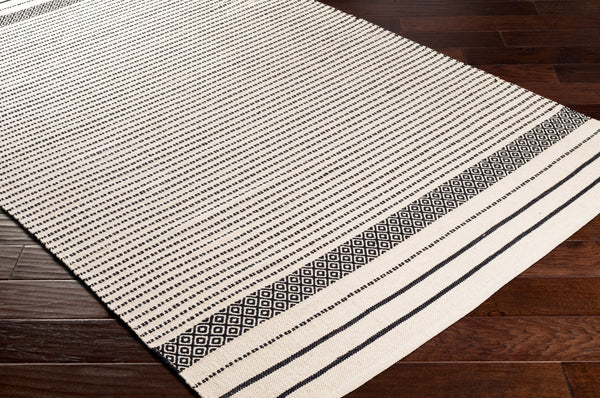 Surya Osasuna Handmade Cotton Rug 2'6" X 8' - Rustic Lodge Charm, Easy Care, Durable & Cozy Home Decor Black Cotton Osa2301-268