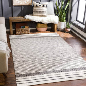 Surya Osasuna Handmade Cotton Rug 2'6" X 8' - Rustic Lodge Charm, Easy Care, Durable & Cozy Home Decor Black Cotton Osa2301-912