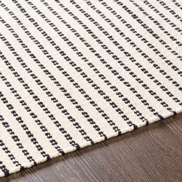 Surya Osasuna Handmade Cotton Rug 2'6" X 8' - Rustic Lodge Charm, Easy Care, Durable & Cozy Home Decor Black Cotton Osa2301-268