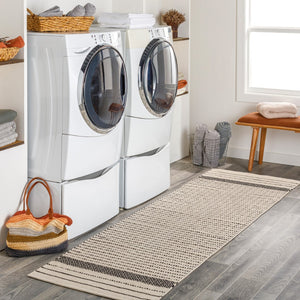 Surya Osasuna Handmade Cotton Rug 2'6" X 8' - Rustic Lodge Charm, Easy Care, Durable & Cozy Home Decor Black Cotton Osa2301-268