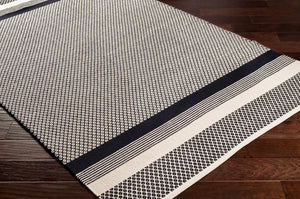 Surya Osasuna Handmade Cotton Rug 2'6" X 8' - Rustic Lodge Charm, Easy Care, Durable & Cozy Home Decor Black Cotton Osa2302-268