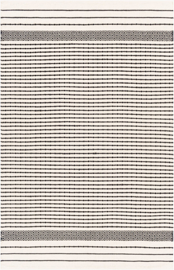 Surya Osasuna Handmade Cotton Rug 2'6" X 8' - Rustic Lodge Charm, Easy Care, Durable & Cozy Home Decor Black Cotton Osa2303-576