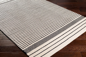 Surya Osasuna Handmade Cotton Rug 2'6" X 8' - Rustic Lodge Charm, Easy Care, Durable & Cozy Home Decor Black Cotton Osa2303-576