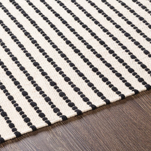 Surya Osasuna Handmade Cotton Rug 2'6" X 8' - Rustic Lodge Charm, Easy Care, Durable & Cozy Home Decor Black Cotton Osa2303-576