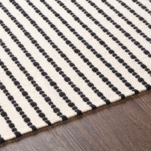 Surya Osasuna Handmade Cotton Rug 2'6" X 8' - Rustic Lodge Charm, Easy Care, Durable & Cozy Home Decor Black Cotton Osa2303-576