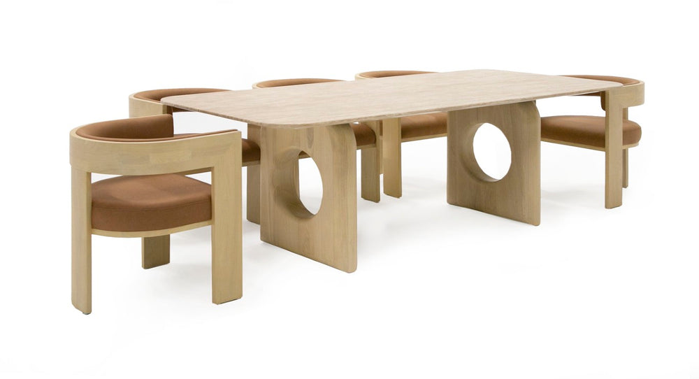 VIG Furniture Osaka Faux Marble Dining Table With Natural Ash Legs — Seats 6, Rounded Edges, Durable Top (90) VGCS-DT-22116
