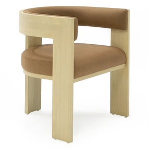VIG Furniture Osaka Rust Wingback Dining Chair With Natural Ash Legs — Sculptural Comfort, Durable Textured Fabric VGCS-LC-22085