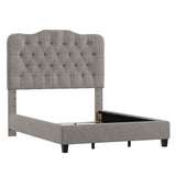 Homelegance By Top-Line Cosette Adjustable Diamond Tufted Camelback Bed Black Linen