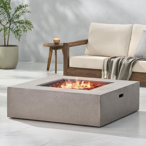 English Elm 50000 Btu Square Mgo Concrete Propane Fire Table for Outdoor Patio Entertaining 59241.00WHI-50K_59243.00WHI