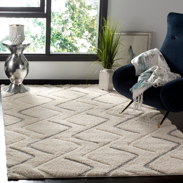 Safavieh Olympia Shag 322 Power Loomed Shag & Flokati Rug Cream / Grey OSG322A-3