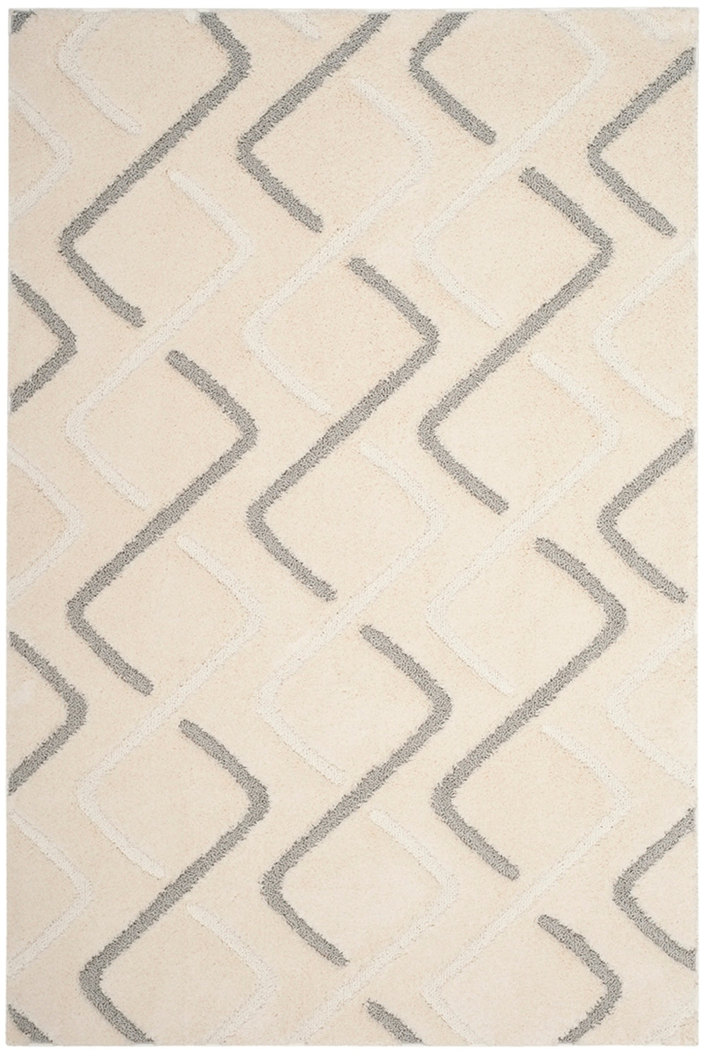 Safavieh Olympia Shag 322 Power Loomed Shag & Flokati Rug Cream / Grey OSG322A-3