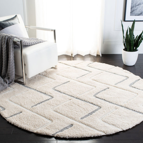 Safavieh Olympia Shag 322 Power Loomed Shag & Flokati Rug Cream / Grey OSG322A-3