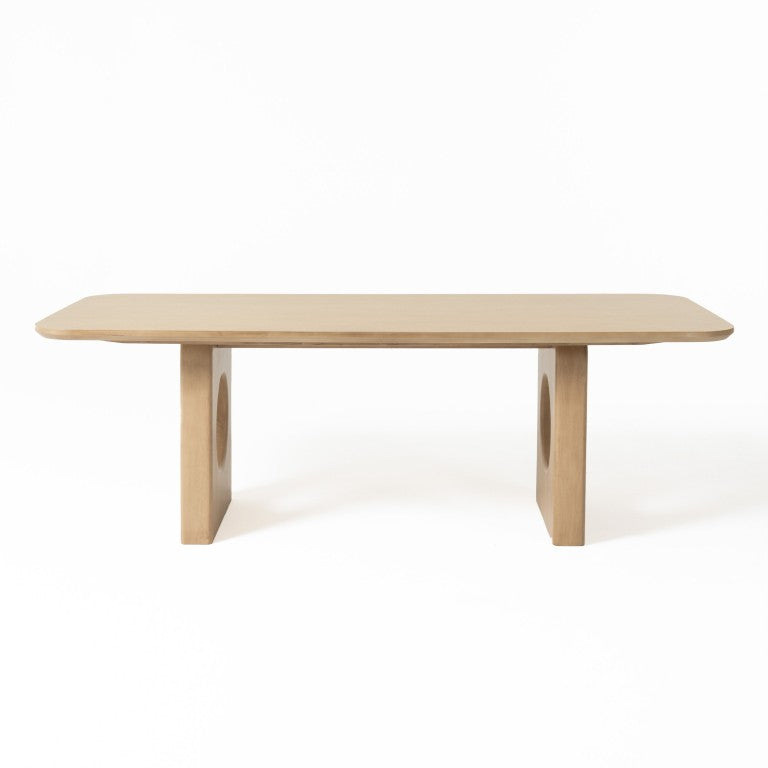 VIG Furniture Oshana Sculptural White Oak Dining Table W90" X D40" Modern Rounded Design Seats 8 Durable Finish VGMA-MIT-5351-DT