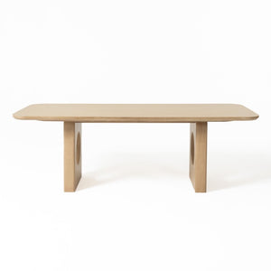 VIG Furniture Oshana Sculptural White Oak Dining Table W90" X D40" Modern Rounded Design Seats 8 Durable Finish VGMA-MIT-5351-DT