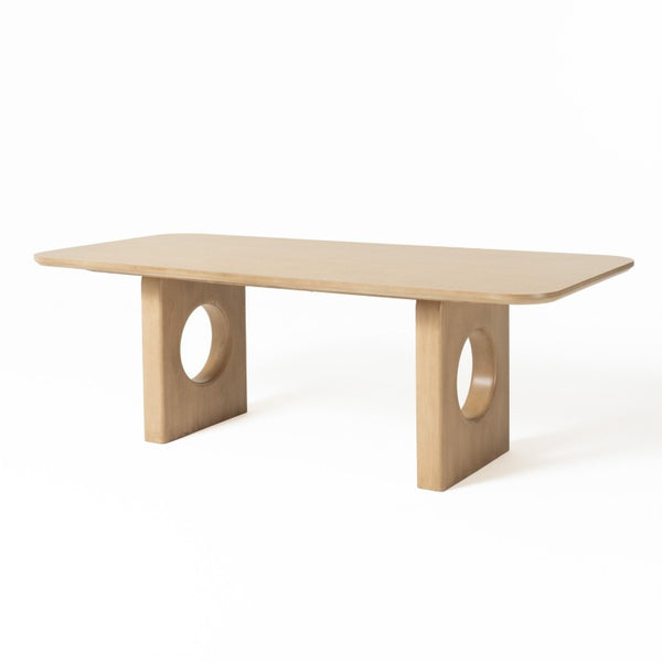 VIG Furniture Oshana Sculptural White Oak Dining Table W90" X D40" Modern Rounded Design Seats 8 Durable Finish VGMA-MIT-5351-DT