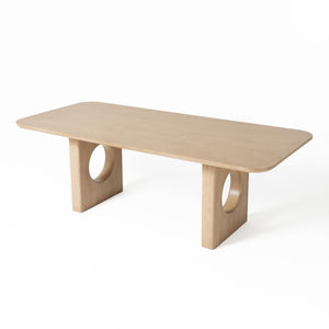 VIG Furniture Oshana Sculptural White Oak Dining Table W90" X D40" Modern Rounded Design Seats 8 Durable Finish VGMA-MIT-5351-DT