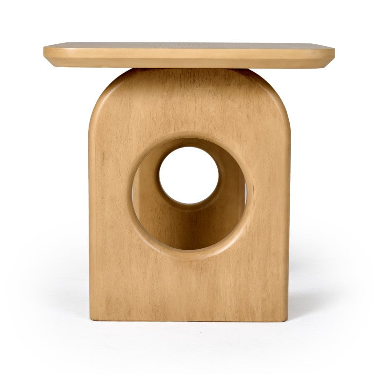 VIG Furniture Oshana Modern White Oak End Table With Sculptural Rounded Silhouette, Solid Rubberwood Base, 22" VGMA-MIT-5351-ET
