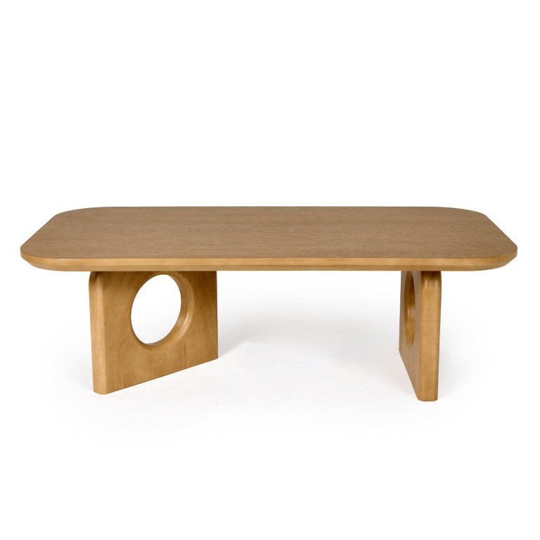 VIG Furniture Oshana White Oak Coffee Table With Rounded Edges — Contemporary 50" X 27" Durable Veneer Design VGMA-MIT-5351-CT